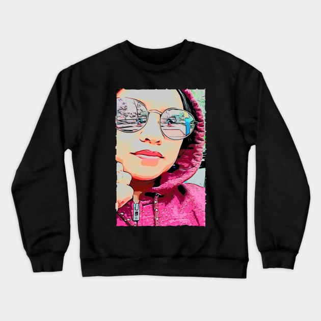 Lady in a Hoodie Crewneck Sweatshirt by CDUS